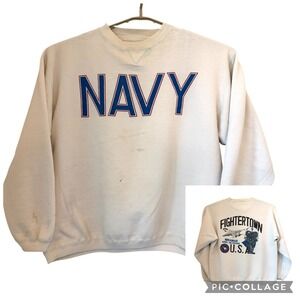 Navy Fightertown USA Miramar Sweatshirt VTG Galt Sand Off-White XL Oversize READ